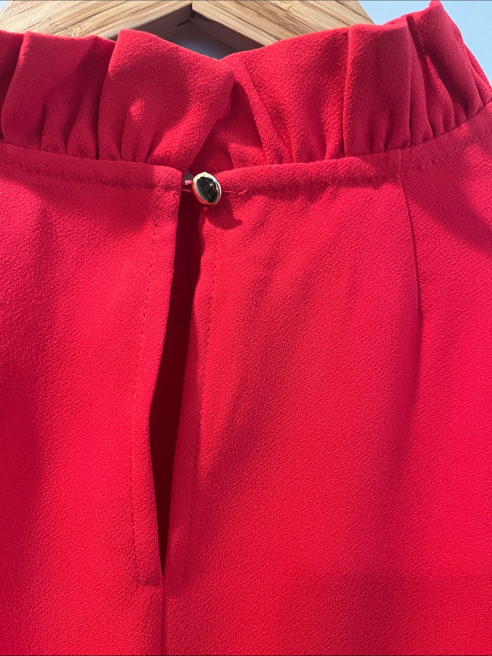 J. Crew Red Ruffle Mock-Neck Blouse - Picture 3 of 5